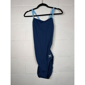 Speedo Endurance+ One Piece Swimsuit Women 14/40 Blue Athletic Lap Swim